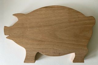 Vintage Figural Pig Hog Cutting Board Large Heavy Thick Oak Wood Farm Kitchen