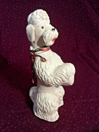Vintage Carnival Prize Chalkware Poodle 40s/50s Antique White Vgc