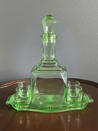 Vintage Green Glass Decanter