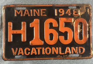 Maine License Plate Vintage 1948 Brass “h” For Hire / Taxi.  Rare Plate