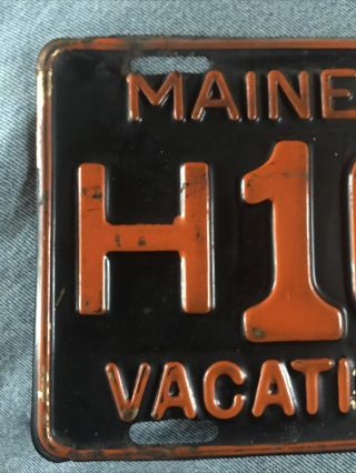 Maine License plate vintage 1948 Brass “H” for HIRE / TAXI.  RARE PLATE 2