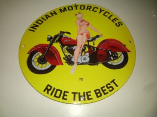 Indian Motorcycles Porcelain Adv.  Sign 11 3/4 "