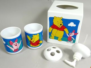 Winnie The Pooh Bath Set Soap Lotion Bottle Toothbrush Holder Tissue Box Cover