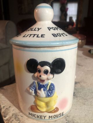 Vintage Disney Mickey Mouse Cookie Jar Donald Duck Lolly Pop Jar 1961 Lollipop