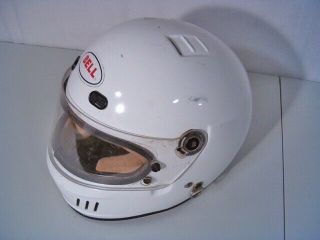 Vintage White Bell Motorcycle Snowmobile Helmet Full Face Clear Shield Sz.  7?