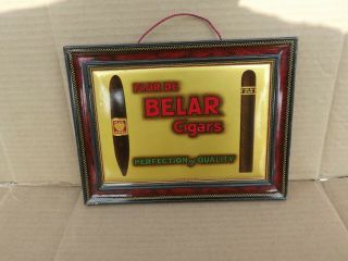 Vintage Flor De Belar Cigars Tin 1920s / 30s Advertising Sign Bar Mancave Pub