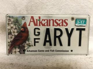 2017 Arkansas Game And Fish Commission License Plate Cardinal