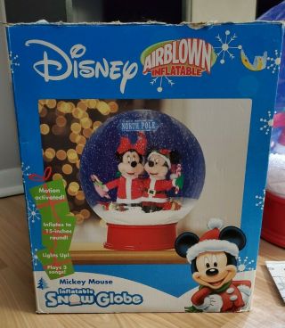 Disney Airblown Inflatable Mickey & Minnie Mouse Christmas Snow Globe By Gemmy