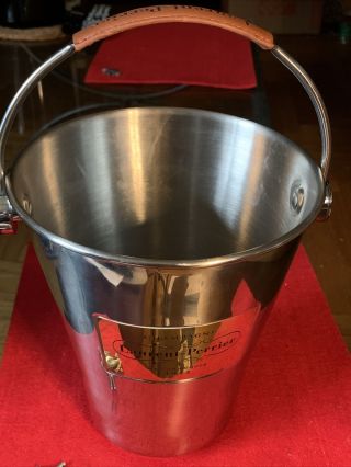Vintage French Champagne Ice Bucket Cooler Basin Laurent Perrier Leather Handle