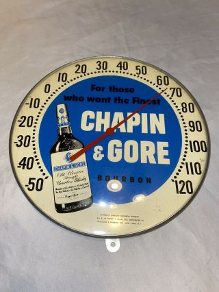 Vintage Chapin & Gore Bourbon Round Thermometer With Glass Cover Awesome & Old