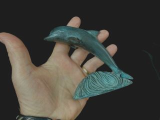 Spi San Pacific International Brass Dolphin & Waves Sculpture Statue 4.  5 " Tall