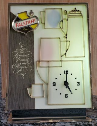 Vintage Mid Century Falstaff Lighted Beer Clock / Old / Anique