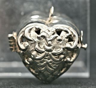 Vintage Chinese Silver Plated Floral Pomander With Reticulated Floral Design