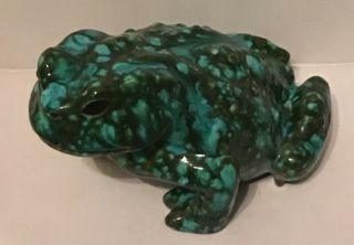 Vintage Green Glazed Speckled Frog Figurine Lawn Garden Ornament Ceramic 77