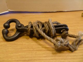 Antique Cast Steel Cattle (bull - Cow) Nose Leader Device,  With Lead Rope.