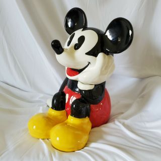 Disney Treasure Craft Mickey Mouse Cookie Jar Vintage Pie Eyed Black White Red