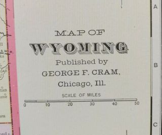 Vintage 1902 Wyoming Map 22 " X14 " Old Antique Casper Cody Yellowstone