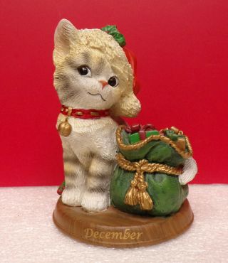 Bradford December Month Christmas A Perfect Perpetual Calendar Cat Figurine