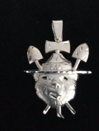 Wildfire Smokey Firefighter Pendant,  Sterling Silver 2