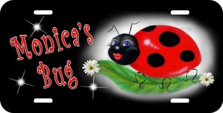 Ladybug Sweetie On Black Black Auto License Plate Personalize Any Name - Text