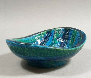 Vintage Bitossi Rimini Blu Bowl Mid Century Italian Pottery Aldo Londi Blue 8 "
