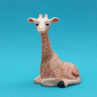 Giraffe Ceramic Figurine Vintage Handmade Hand Painted Gare Mold Sitting Giraffe