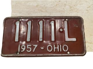 1957 Ohio License Plate 1111 - L Repeating 1
