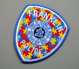 Franklin Massachusetts Police Autism Awareness Patch,  Puzzle Design Ma