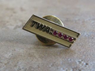 Very Rare Vintage Twa Airlines 40 Years Service Pin 10kgf Jeweled Rubies