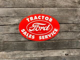 Vintage Porcelain Ford Tractor Sales And Service Gas And Oil Sign