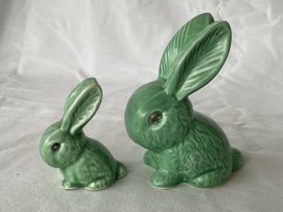 Vintage Sylvac 2 Graduated Bunnies / Rabbits - Green -