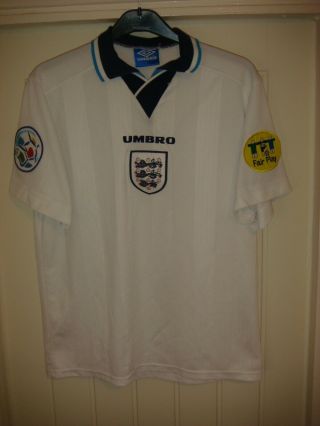 England Vintage Home 1996 Umbro Football Shirt - 1995/96 - Large - X69