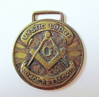 Vintage Masonic Mystic Lodge 405 Ohio Watch Fob