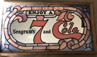 Vintage Seagrams 7 Coke Coca Cola Wall Mirror Sign Bar Display Seven Crown
