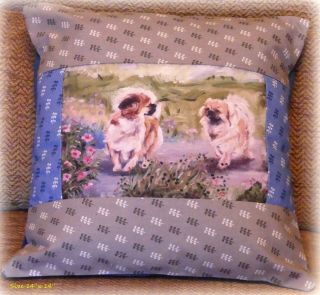 Tibetan Spaniel Dog Design Fabric Cushion Cover Sandra Coen Artist Print