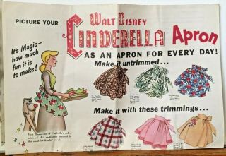 1950 Walt Disney Cinderella Apron Pattern & Instructions J.  C.  Penney 