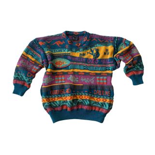Emaroo Jumper Sweater Unisex Colourful Wool Coogi Style Vintage Australia 12 10