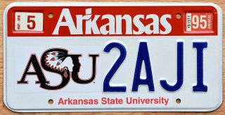 1995 Arkansas State University License Plate - 1st Issue From Dmv