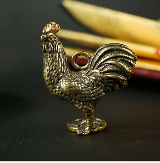 Chinese China Bronze Fengshui Zodiac Year Rooster Cock Animal Wealth Pendant