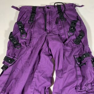 C20 Vintage Tripp NYC Purple Rave Goth Club Cargo Pants Men ' s Small Distress 2