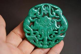 Exquisite Chinese Old Jade Carved Elephant/monkey Pendant Amulet