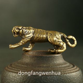 China Fengshui Bronze Copper Zodiac Year Tiger Beast Animal King Pendant Statue