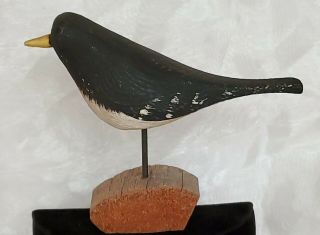VTG Wooden Carved Bird Hand Painted Bird Figurine On Wood Base 2