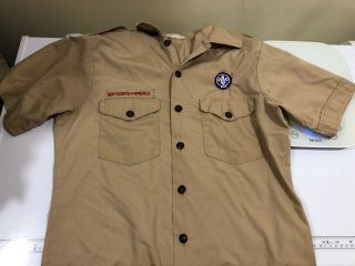 Boy Scout Tan Official Adult Small Uniform Short Sleeve Shirt A127