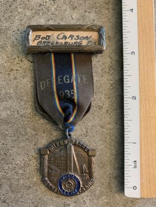 Vintage 1935 The American Legion Delegate Medal Ribbon Wilkes Barre Pa