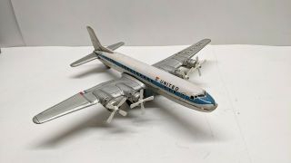 1950s United Airlines Dc - 7 Mainliner Tin Friction Toy Airplane N3050 10 "