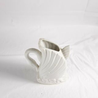 Swan White Vase Planter Ceramic Vintage