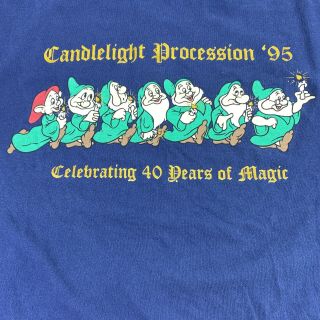 Vtg 1995 The Disney Choir 7 Dwarves Candlelight Procession Christmas T - Shirt Xl
