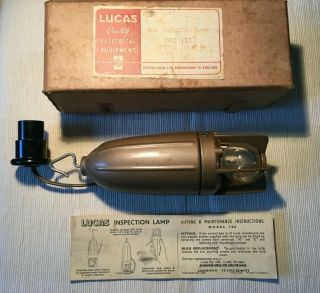 Vintage Jaguar Lucas Torpedo Wind Out Inspection Lamp Model No 100,  Box