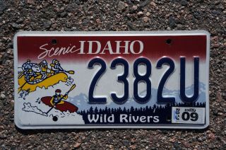 2009 Idaho Wild Rivers License Plate - White Water Rafting Kayak Boat